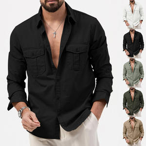 Chemises classiques en tissu Oxford pour hommes, chemises à manches longues pour garçons, chemise multi-poches pour hommes de haute qualité, logo personnalisé - Product Image 1