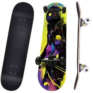 High Quality Custom Printed Logo Wooden Maple Complete Skateboard For Adult