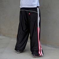Pantalon de jogging surdimensionné personnalisé en polyester et satin, avec patchwork, coupe large, brodé, pour homme