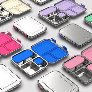 Fiambrera escolar Oumeng para niños, reutilizable a prueba de fugas, 3 compartimentos, fiambrera Bento de acero inoxidable para niños - Product Image 3