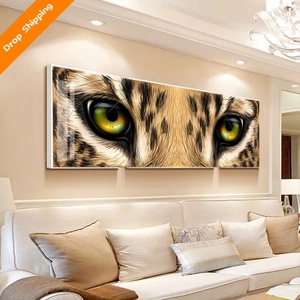 Pintura de Porcelana con Cristal de Ojo de Tigre y León Salvaje, Hecha a Medida, Cuadros Abstractos de Animales Grandes, Decoración de Pared para Sala de Estar, Arte para el Hogar - Product Image 1