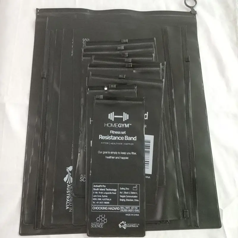 Respetuoso del medio ambiente bolsa de Pvc con cremallera de diseño personalizado de bolso de la cremallera negro con cierre de cremallera bolsa de embalaje de ropa