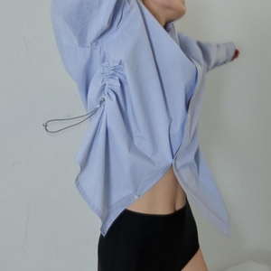 Nueva Camisa Casual a Rayas para Mujer, Blusas de Lino y Algodón de Manga Larga, Top Moldeador de Cintura, OEM - Product Image 2