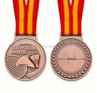 Médaille personnalisée gravée en alliage de zinc, métal 3D embossé, plaqué or, trophée de championnat, médaille de badminton