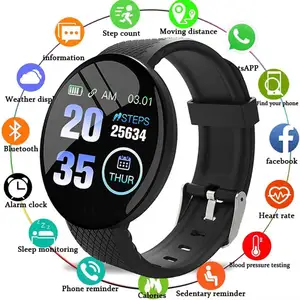 D18 Smart Watch Men Women Smartwatch Digital Watches Sports Fitness Tracker Watch Blood Pressure Waterproof Shenzhen Rubber OLED