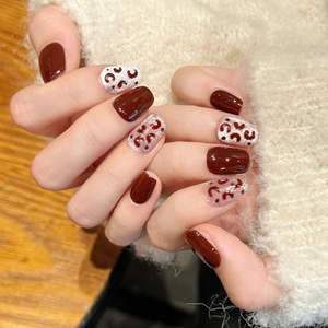 डिजाइन #2378 हाथ से बने झूठे नाखून लाल तेंदुए बिल्ली आंख ऐक्रेलिक नाखून - Product Image 2