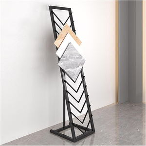 Tùy Chỉnh Gốm Gạch Hiển Thị Giá Thác Đá Kim Loại Hiển Thị Đứng Thạch Anh Khảm Đá Cẩm Thạch Mẫu Hiển Thị Kệ Cho Showroom Bán - Product Image 1