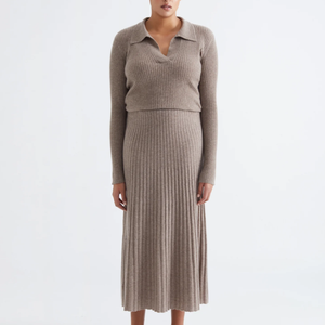 मोंगोलियन बुनाई स्कर्ट कश्मीरी स्ट्रिप स्कर्ट लुगम्य ठोस रंग कश्मीरी स्कर्ट - Product Image 4