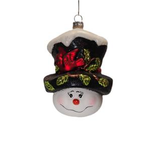 زينة عيد الميلاد المعلقة على شكل رأس رجل الثلج الزجاجي متعدد الألوان، هدية ديكور للعطلات، عرض خاص للشتاء - Product Image 6