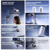 Dernier modèle de filtre de pomme de douche 10 étapes pour eau dure, avec affichage LED, lumière UV, alimentation hydroélectrique, pour usage domestique, réduit le chlore