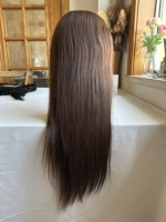 Perruque médicale sans colle en cheveux humains bruts, indétectable, avec dentelle HD 13x6, ligne de cheveux blanchie invisible, brun foncé, vente en gros
