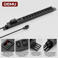 PDU Rak 1.2U Berkinerja Tinggi 11 Port C39 Campuran 30A 125V Layar LCD Berwarna