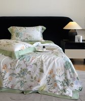 Parure de lit de luxe en TENCEL, couleur unie, design imprimé, ensemble de draps