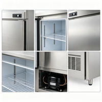Table de préparation en acier inoxydable à 4 portes pour cuisine commerciale, réfrigérateur vertical avec dégivrage automatique, plage de température 0°C à 10°C