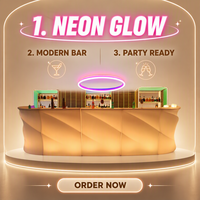 Comptoir de bar lumineux à LED en plastique PE de luxe, alimenté par batterie, avec 16 couleurs RGB changeantes, pour événements, mariages et discothèques