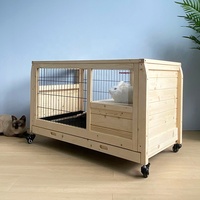 Grande maison d'intérieur pour animaux de compagnie, huche de lapin, grotte de cochon d'inde, Cage en bois naturel pour animaux de compagnie
