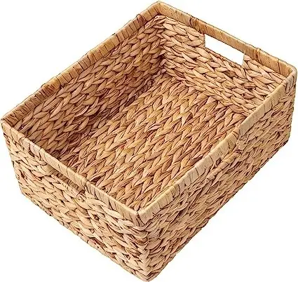 Cesta de decoração retangular personalizada, cestas com cesta de hiacinth multifuncional para armazenamento, cesta e lixeira
