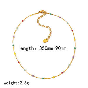 Collar <span class=keywords><strong>de</strong></span> Cuentas <span class=keywords><strong>de</strong></span> Acero Inoxidable con Esmalte Arcoíris Bohemia, Chapado en <span class=keywords><strong>Oro</strong></span>, Joyería <span class=keywords><strong>de</strong></span> Moda al por Mayor, No se Deslustra, para Mujer - Product Image 4