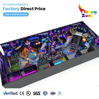 Aire de jeux intérieure Cyberpunk, conception multi-zones, taille personnalisable, toboggan géant en spirale, structure d'escalade pour parc à thème FEC, usage commercial