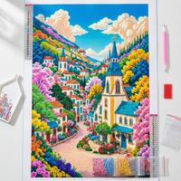 Peinture Diamant Carrée pour Débutants : Maison de Dessin Animé, Fleurs, Paysages, Décoration Intérieure