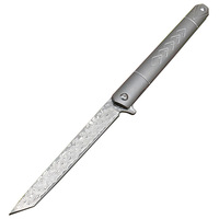 Couteau de poche pliant industriel DIY de haute qualité en acier Damas VG10 avec manche en titane - OEM disponible - Polyvalent pour la survie en extérieur