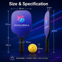 Juego de Palas de Pickleball de Madera, 2 Palas, 4 Pelotas, Bolsa de Transporte, Logotipo Personalizado, para Principiantes, Familias, Escuelas, Clubes, Pedidos al por Mayor