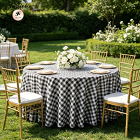 Nappe ronde à carreaux noirs et blancs ANNIELU pour banquet de mariage, nappes à carreaux personnalisées pour tables rondes, événements, fêtes