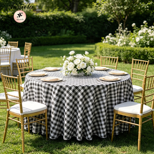 <span class=keywords><strong>Nappe</strong></span> ronde à carreaux noirs <span class=keywords><strong>et</strong></span> blancs ANNIELU pour banquet de mariage, nappes à carreaux personnalisées pour tables rondes, événements, fêtes - Product Image 6