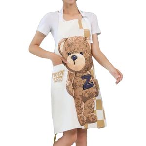 KEFEI impermeable a prueba de aceite oso de peluche babero sin mangas poliéster delantal barbacoa cocina con bolsillos para hombres y mujeres - Product Image 1