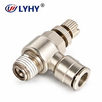 Vanne de régulation de vitesse réglable en laiton 4 6 8 10 12 mm, filetage mâle, type L, à raccord rapide, pour air comprimé
