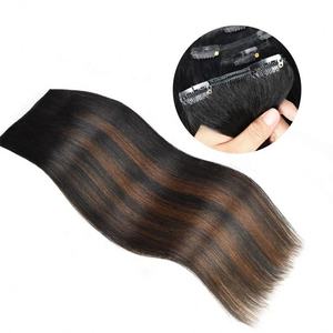 Extensions de cheveux brésiliens 100% Remy, invisibles, double trame, machine à double trame, sans couture, paquet de 4 pinces à cheveux, cheveux humains plus foncés - Product Image 6