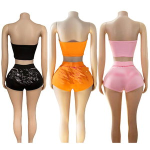 F1360-new arrivi 2025 Casual Set di pantaloncini e pantaloncini 2 pezzi di <span class=keywords><strong>abbigliamento</strong></span> donna due pezzi - Product Image 2
