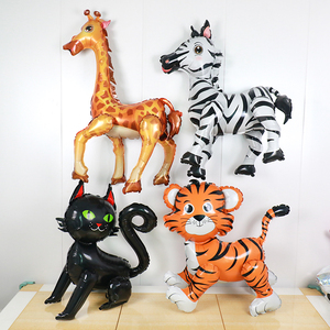 Palloncino di stagnola animale 4D gatto nero tigre <span class=keywords><strong>leone</strong></span> Zebra in piedi palloncini di buon compleanno fotografia oggetti di scena per bambini - Product Image 2