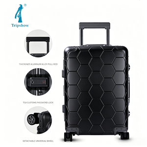 Premium Luxury Aluminum Luggage Telescopic Handle Tsa Lock Suitcase Aluminum Carry on Luggage for International Business Trip