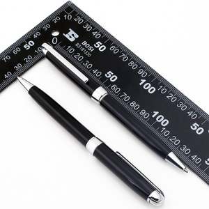 Jolies stylos à bille professionnels de qualité supérieure avec clip logo, stylo noir - Product Image 6