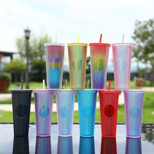 Vente chaude Durian Cup Personnalisé En Plastique Multicolore Diamant Durian Bouteille D'eau gobelet <span class=keywords><strong>tasse</strong></span> Avec Couvercle Paille - Product Image 3