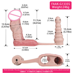 FAAK 2 en 1 : Perles anales en silicone et manchon pénien ouvert simulé, godemiché creux réaliste, plug anal S M, jouets sexuels pour hommes OEM ODM - Product Image 3