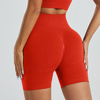 Nouvel ensemble de yoga sans couture avec soutien-gorge push-up et leggings courts, respirant et confortable, rouge, pour la course et le fitness