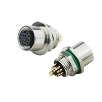 Connecteur femelle M12 A-Code LSHITECH à montage sur panneau avec coupelle de soudure 7-17 broches IP67 pour l'automatisation industrielle, personnalisable en usine, faible MOQ