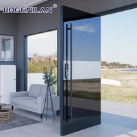 Portes d'entrée principales pivotantes Rogenilan de style américain en aluminium avec miroir en verre antivol pour maisons