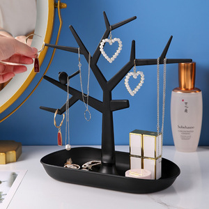 Tree Branch Jewelry Organizer <b>Desktop</b> Storage <b>Stand</b> Black And White Antler Design For Women Home Decorative Display Rack - Product Image 2