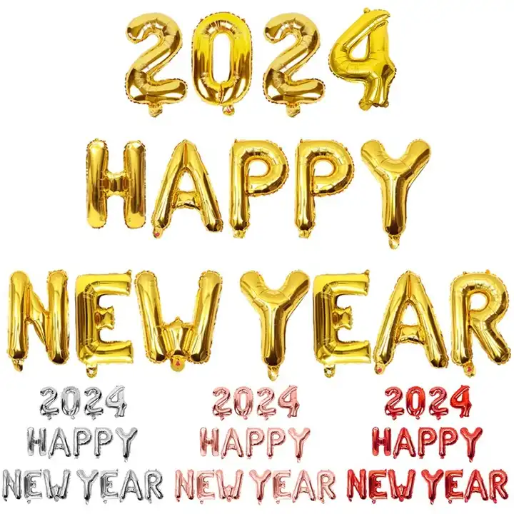 décorations de fête du nouvel an 2024 rouge argent nombre 2024