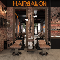 Aménagement Intérieur de Salon de Coiffure, Mobilier Personnalisé pour Toute la Pièce, Rénovation de Salon de Toilettage Masculin, Décoration de Salon de Barbier