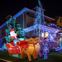 Decoración Navideña Inflable de Plástico de 6 Pies, Forma Irregular, para Interiores/Exteriores, con Luces LED de Colores, Trineo de Papá Noel con 2 Renos
