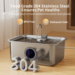 Air mancur kucing baja tahan karat 12l, dengan jendela Level air Sensor pengisian daya Usb, air mancur air hewan peliharaan untuk kucing anjing - Product Image 2