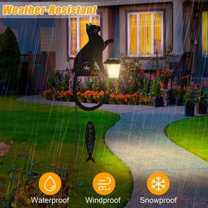 Outdoor Solar LED Light Lantern <strong>Lamp</strong> <strong>with</strong> Cat &amp; Fish Design IP65 Rating Water-Resistant 360 Beam Angle for Garden Decoration - Product Image 3