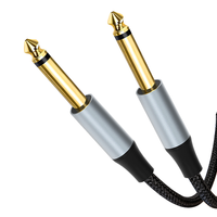 Kabel Adaptor Audio Speaker Gitar Profesional 6.35mm dengan Pelindung Kepang Berlapis Emas dan Selubung Nilon untuk Instrumen Aux