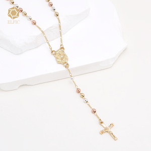 Elfische Rosenkranz Halskette Schmuck Unisex Religiöser Schmuck Goldgefüllte Kette Katholischer Kunststoff Rosenkranz Geschenk Perlenkette - Product Image 4