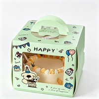 Boîte à pâtisserie, boîte à gâteau d'anniversaire, boîte à dessert avec fenêtre transparente en PET, poignée portable, emballage personnalisé avec logo imprimé, emballage cadeau pour les fêtes