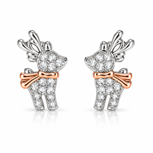 Orecchini a Perno Bicolore a Forma di Renna per Donne, Design con Albero e Renna, Accessori per Orecchie da Indossare Quotidianamente - Product Image 5